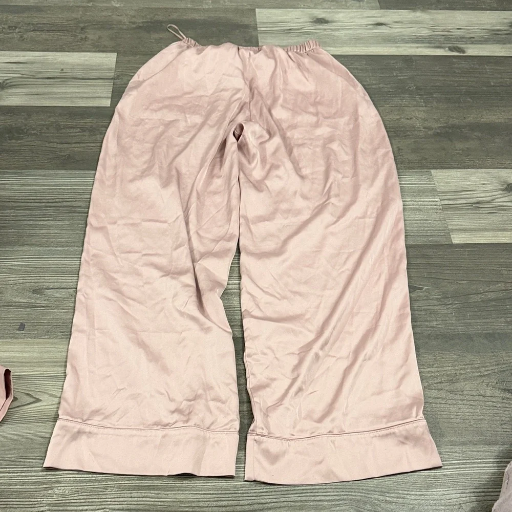 Express Faux Silk/Satin Pink Pajama Pant Set Medium